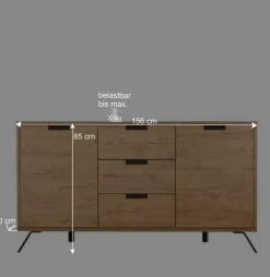 Wohnen Retro Esszimmer Einrichtung in Eiche - Rodonda (dreiteilig)