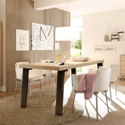 Wohnen Retro Esszimmer Einrichtung in Eiche - Rodonda (dreiteilig)