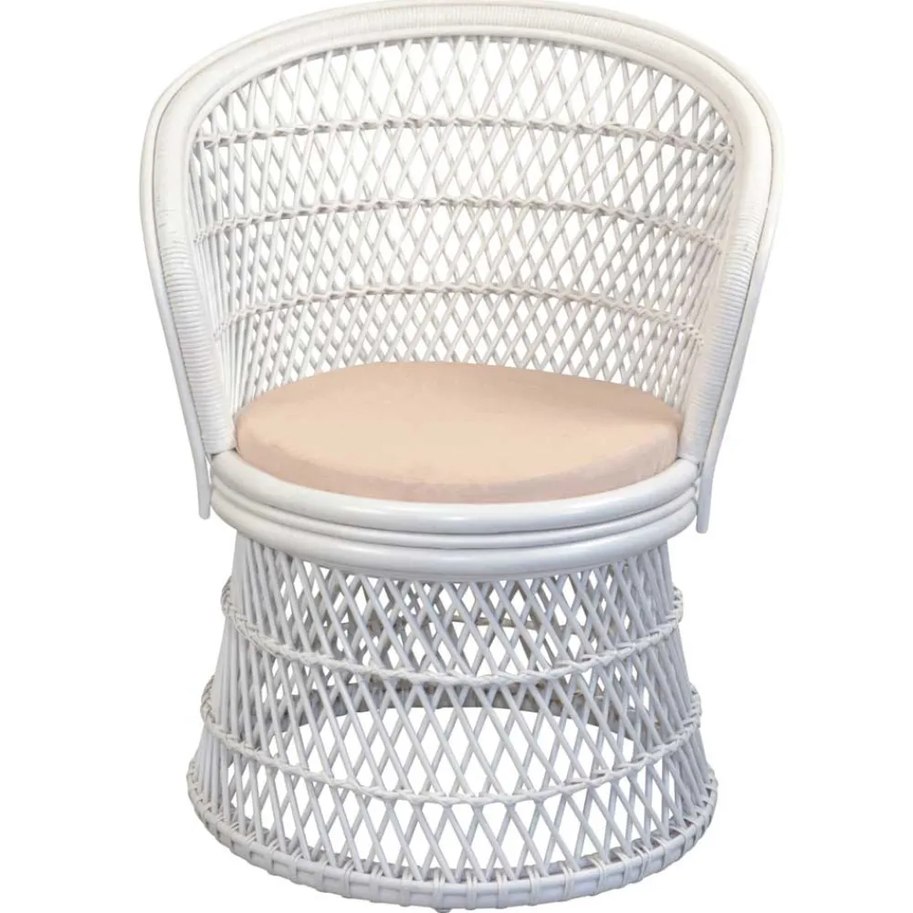 Wohnen Rattanmöbel*Retro Geflechtsessel aus Rattan in Weiß - Marcello