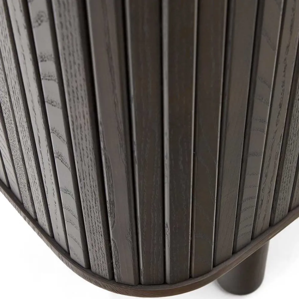 Wohnen Braune Möbel|Schränke*Retro Highboard mit Schiebetüren und Fächern - Tadaco