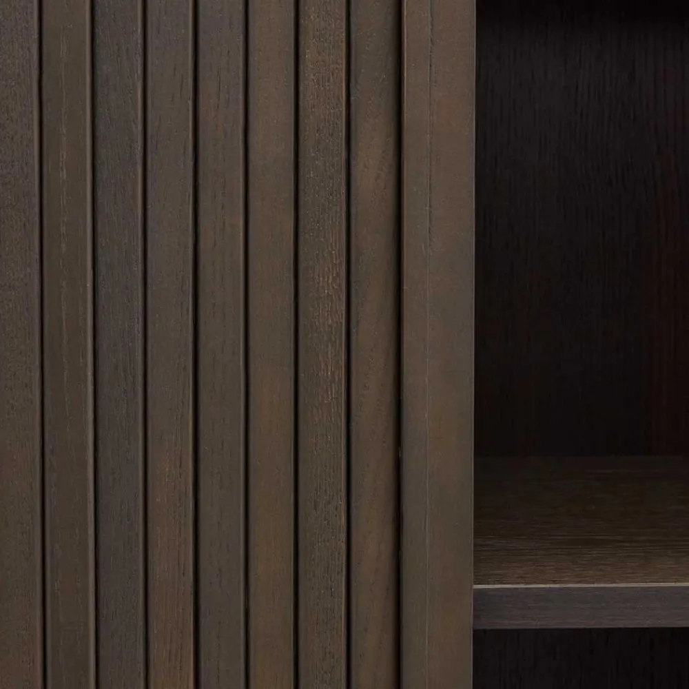 Wohnen Braune Möbel|Schränke*Retro Highboard mit Schiebetüren und Fächern - Tadaco