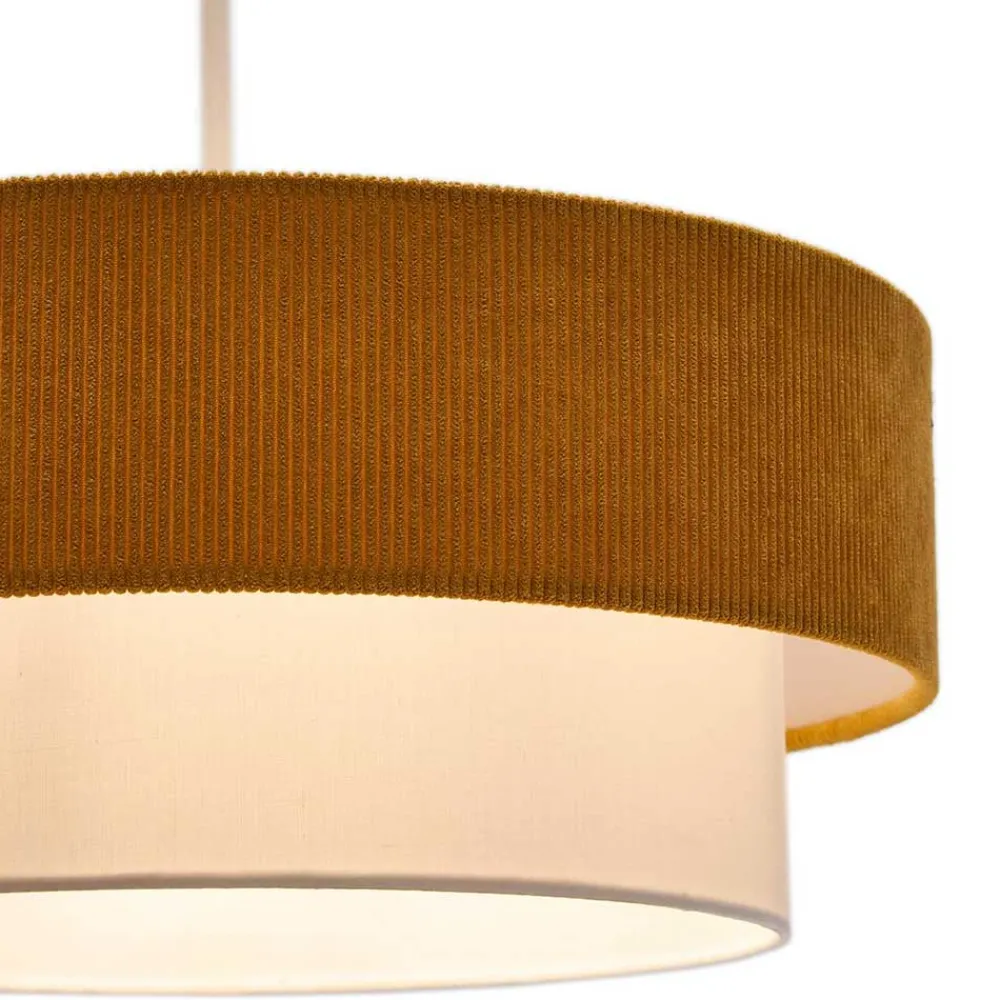 Wohnen Lampen & Leuchten*Retro Hängeleuchte in Senfgelb Cord - Dunedin