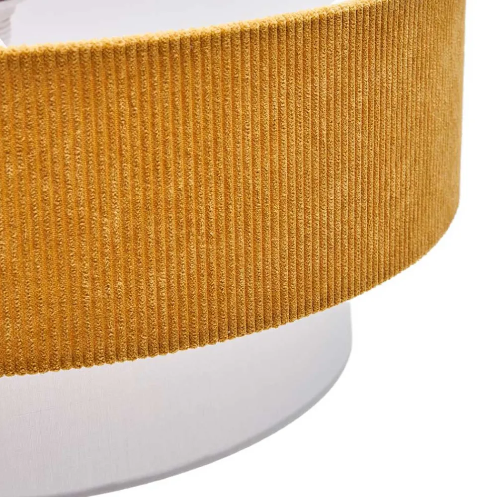 Wohnen Lampen & Leuchten*Retro Hängeleuchte in Senfgelb Cord - Dunedin