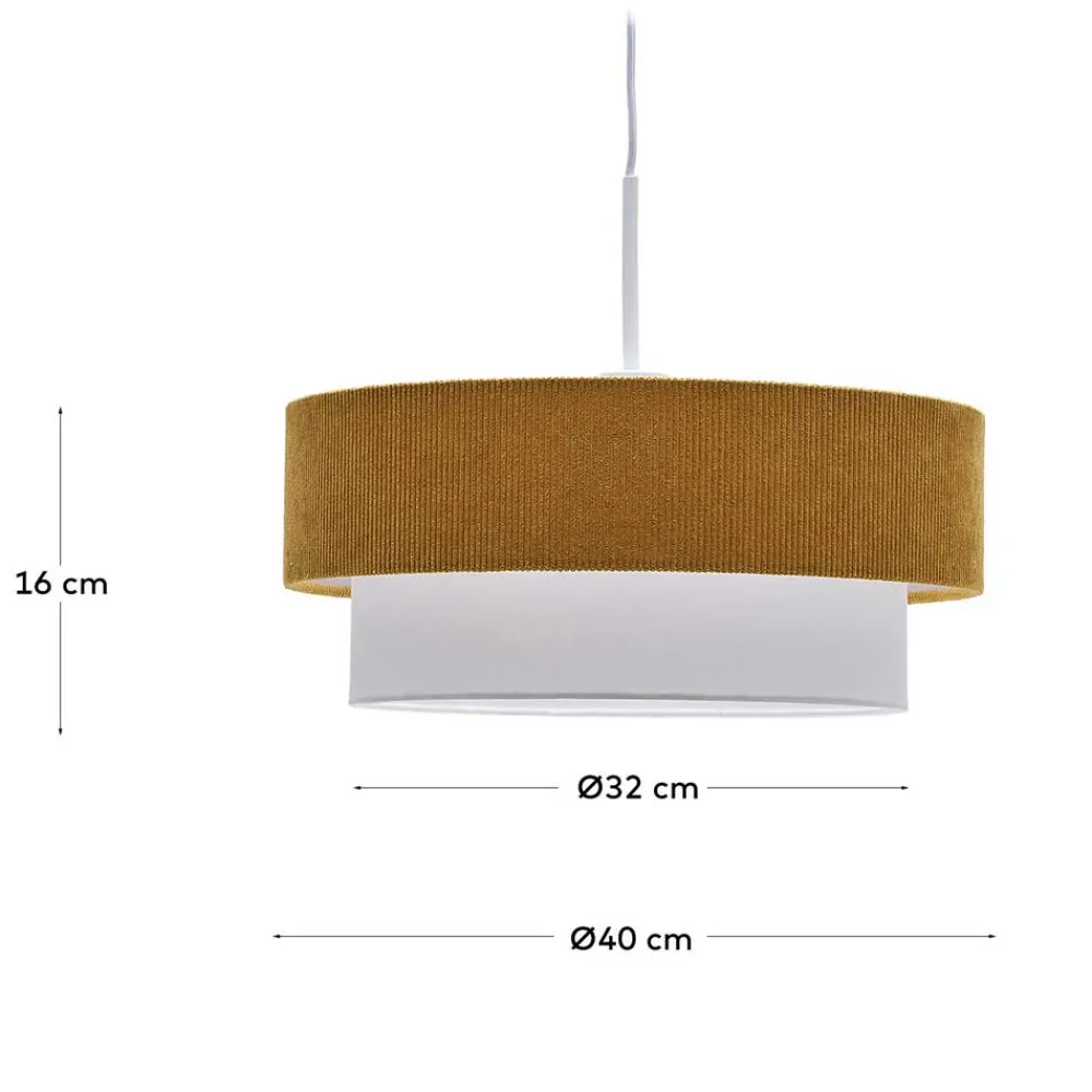 Wohnen Lampen & Leuchten*Retro Hängeleuchte in Senfgelb Cord - Dunedin