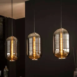 Wohnen Lampen & Leuchten*Retro Hängeleuchte mit Glas Schirmen in Chrom - Tornado