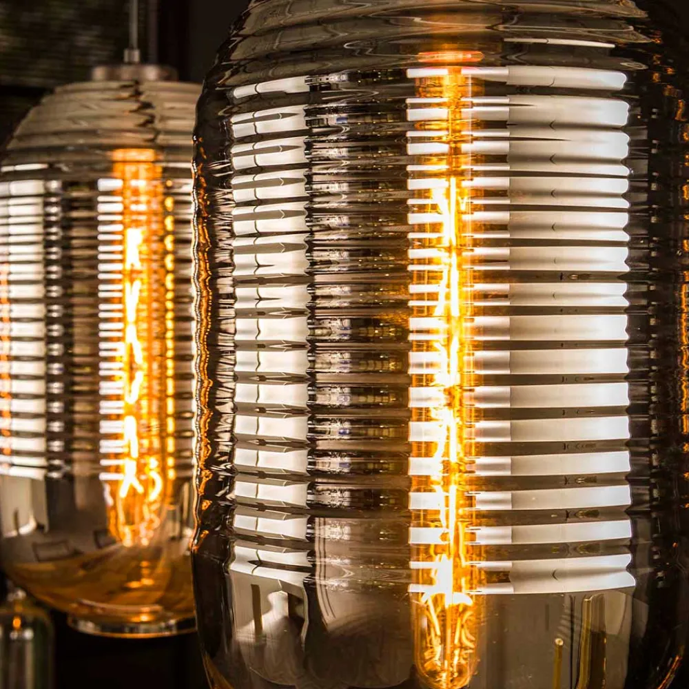 Wohnen Lampen & Leuchten*Retro Hängeleuchte mit Glas Schirmen in Chrom - Tornado