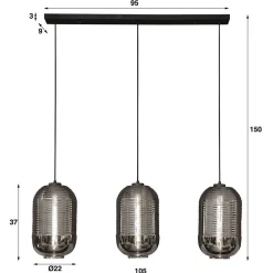 Wohnen Lampen & Leuchten*Retro Hängeleuchte mit Glas Schirmen in Chrom - Tornado