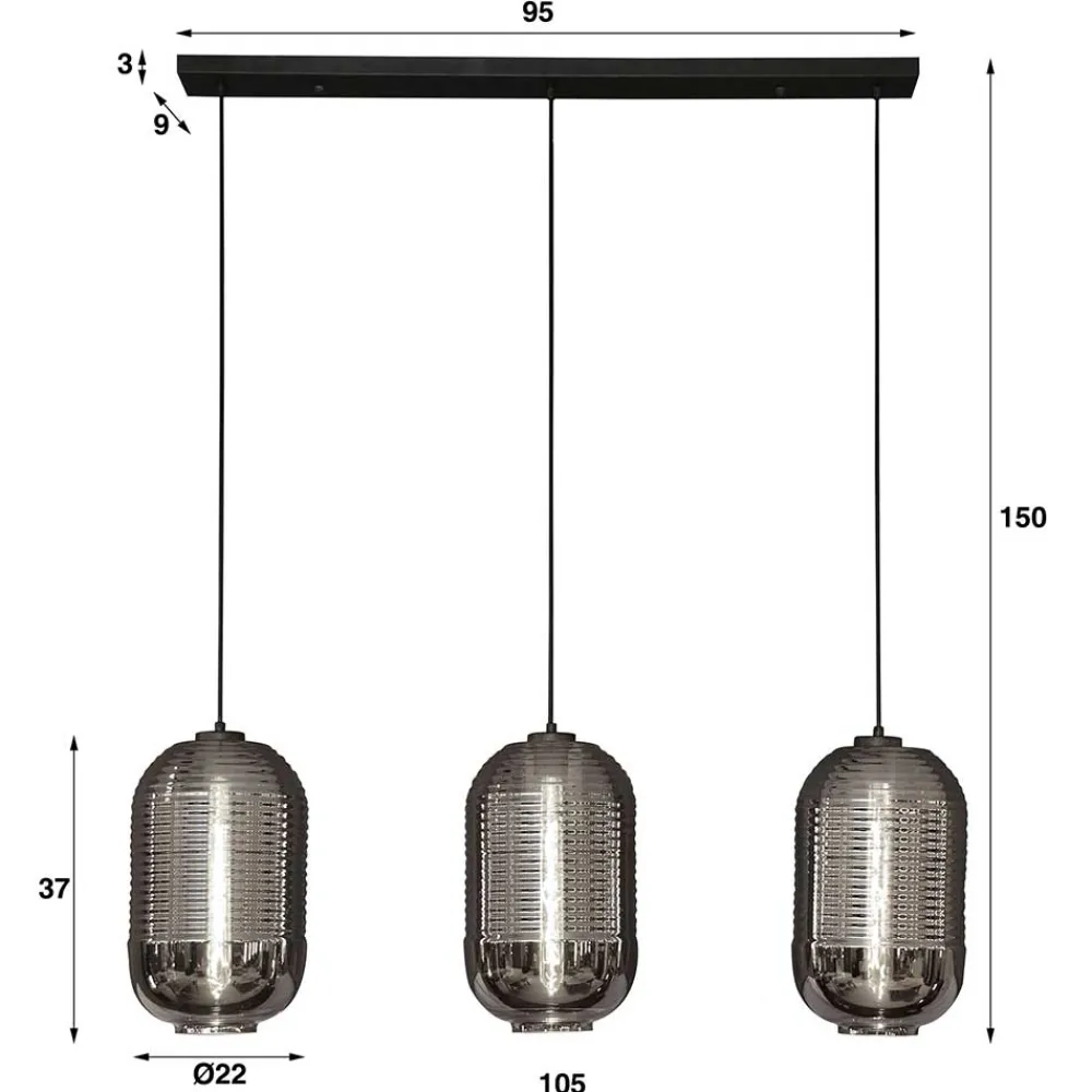 Wohnen Lampen & Leuchten*Retro Hängeleuchte mit Glas Schirmen in Chrom - Tornado