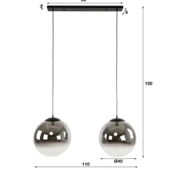 Wohnen Lampen & Leuchten*Retro Hängeleuchte mit zwei Kugelschirmen - Macy