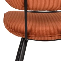 Wohnen Retro Küchenstuhl in Rost Braun Cord-Bezug - Candeloco (2er Set)