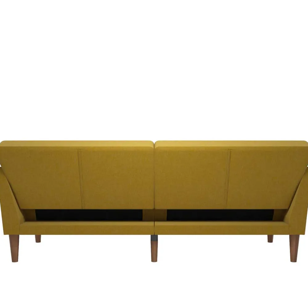 Wohnen Retro Möbel|Sofas*Retro Klappcouch in Senfgelb und Natur - Fiby