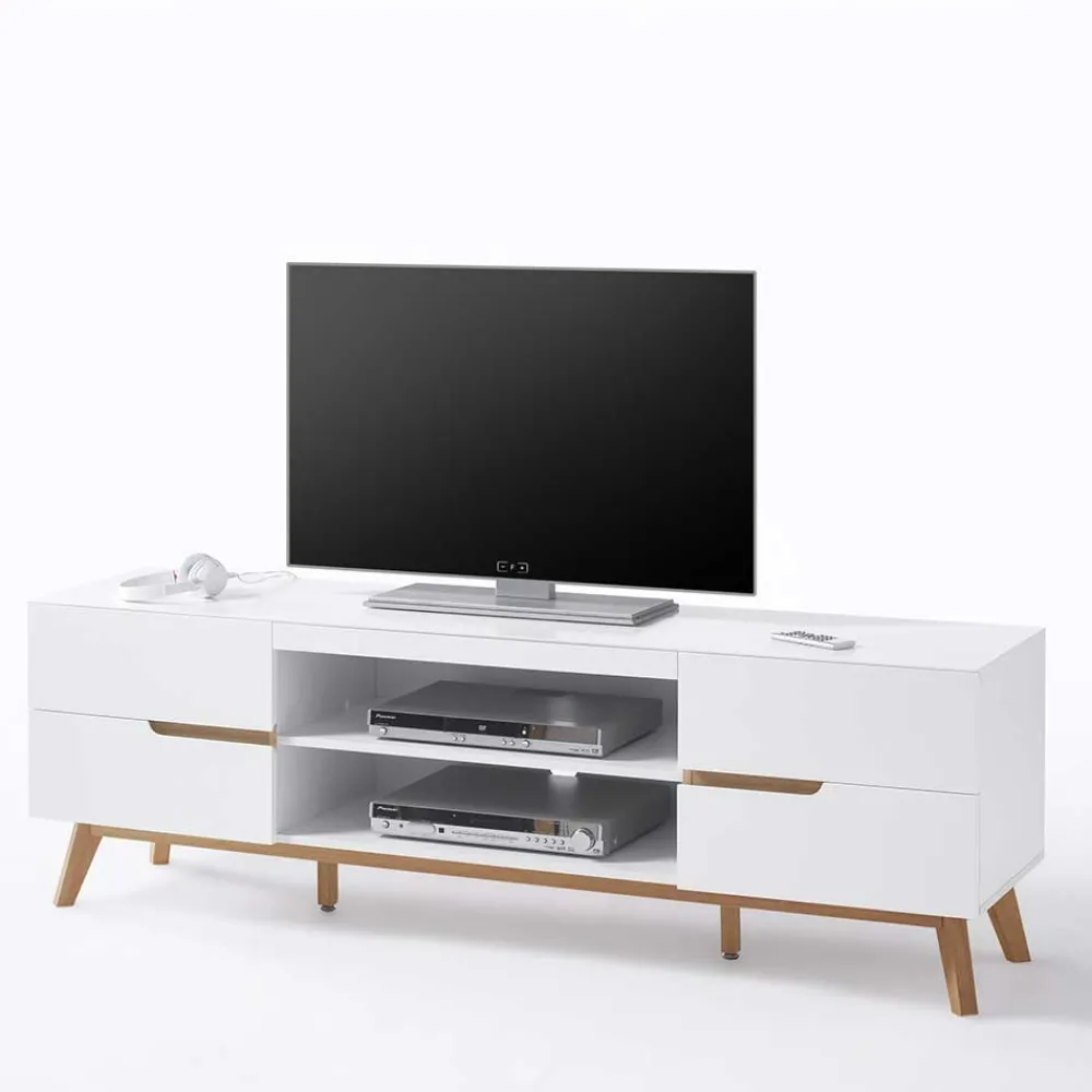 Wohnen Retro Lowboard für Fernseher Valezianos in Weiß