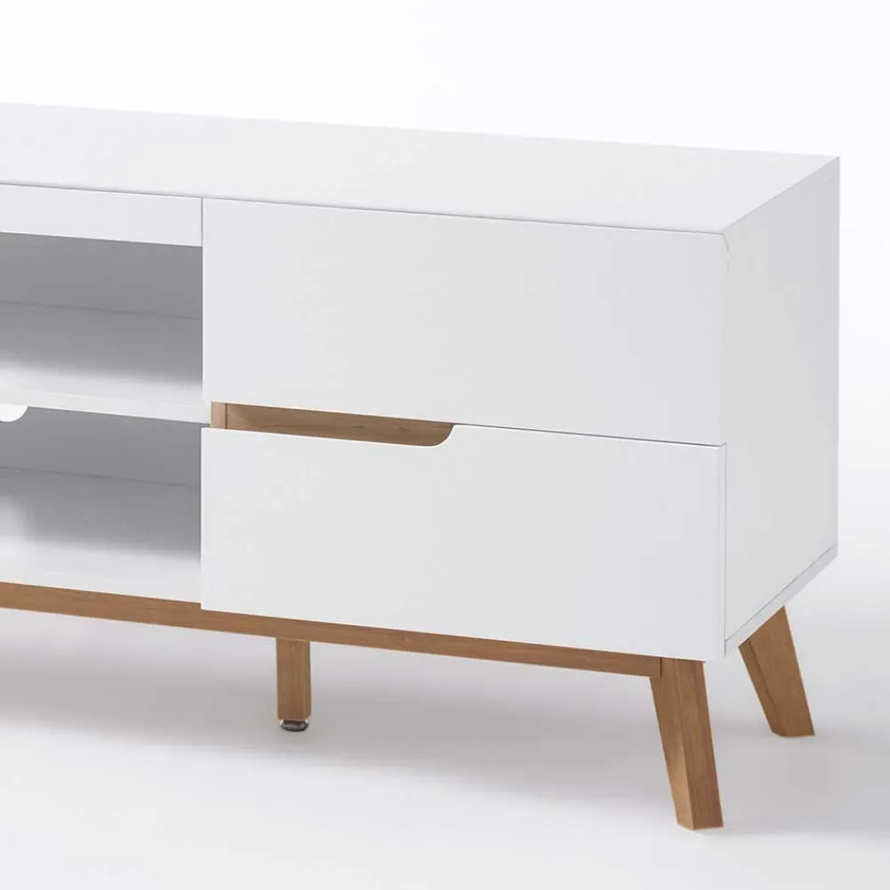 Wohnen Retro Lowboard für Fernseher Valezianos in Weiß