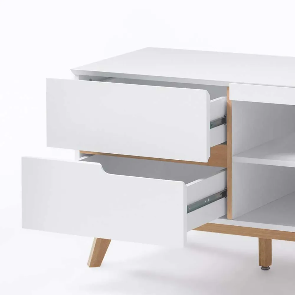 Wohnen Retro Lowboard für Fernseher Valezianos in Weiß