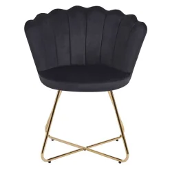 Wohnen Schwarze Möbel|Designermöbel*Retro Muschelstühle in Schwarz Samt - Rubins (2er Set)