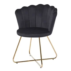 Wohnen Schwarze Möbel|Designermöbel*Retro Muschelstühle in Schwarz Samt - Rubins (2er Set)