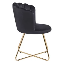 Wohnen Schwarze Möbel|Designermöbel*Retro Muschelstühle in Schwarz Samt - Rubins (2er Set)