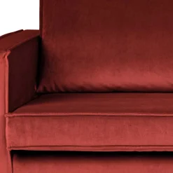 Wohnen Retro Möbel|Sofas*Retro Ottomane in Rotbraun Samt - Enzing
