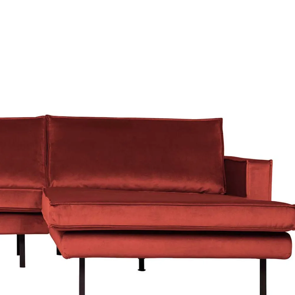 Wohnen Retro Polsterecke in Kastanienfarben Samtstoff - Enzing