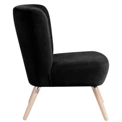Wohnen Schwarze Möbel|Retro Möbel*Retro Polstersessel in Schwarz Velours - Adaliz