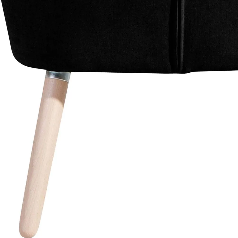 Wohnen Schwarze Möbel|Retro Möbel*Retro Polstersessel in Schwarz Velours - Adaliz