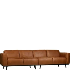 Wohnen Retro Recyclingleder Couch in Braun Cognac - Lasha