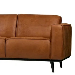 Wohnen Retro Recyclingleder Couch in Braun Cognac - Lasha