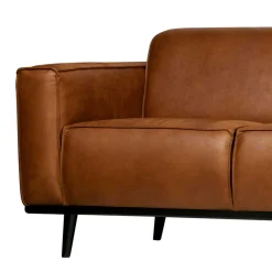 Wohnen Retro Recyclingleder Couch in Braun Cognac - Lasha