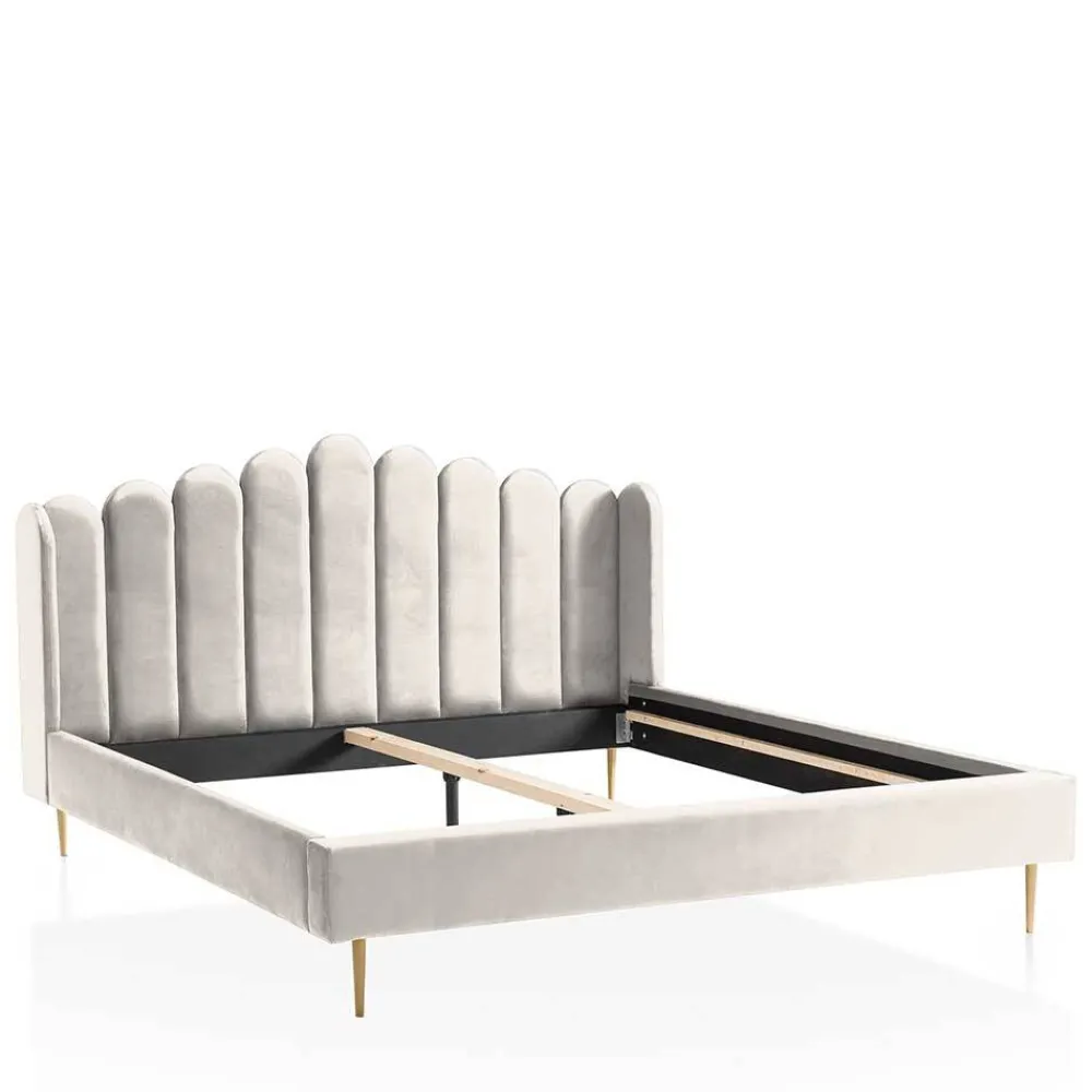 Wohnen Retro Samtbett in Beige - Curomma