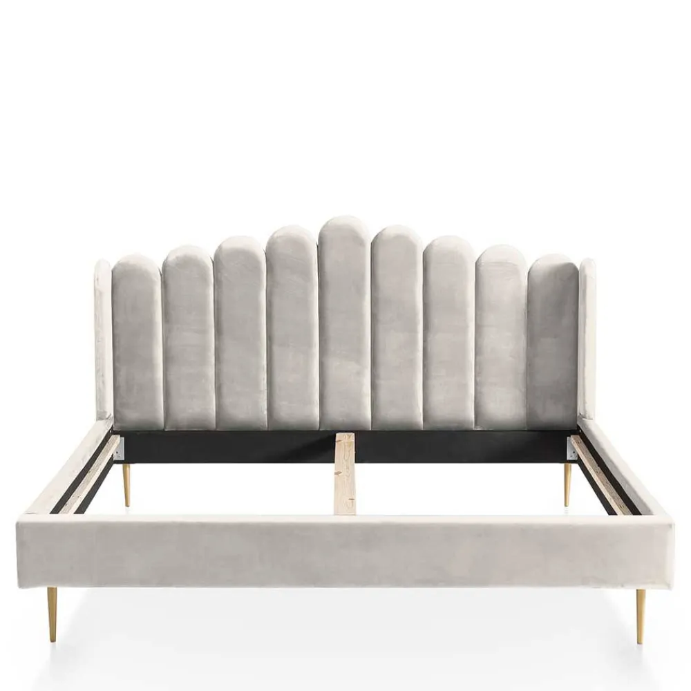 Wohnen Retro Samtbett in Beige - Curomma