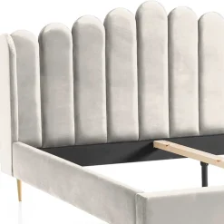 Wohnen Retro Samtbett in Beige - Curomma