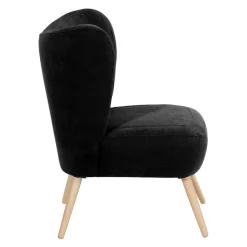 Wohnen Retro Möbel|Sessel & Hocker*Retro Sessel in Schwarz Velours - Kerou