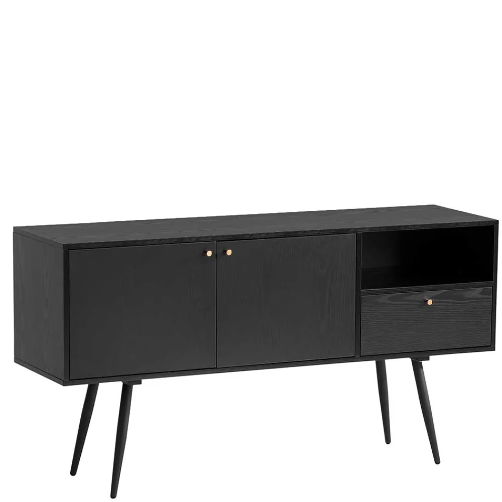 Wohnen Retro Sideboard in Schwarz - Flair