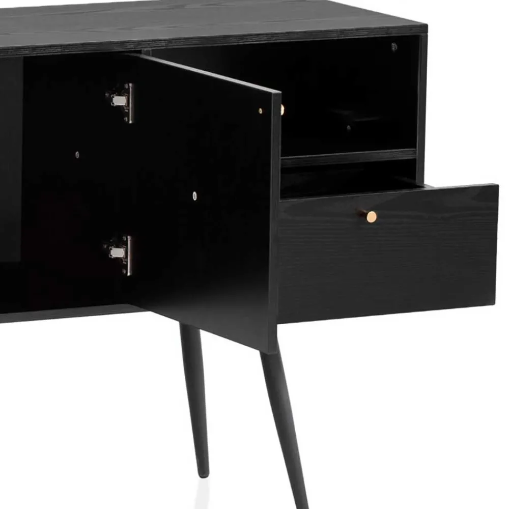 Wohnen Retro Sideboard in Schwarz - Flair
