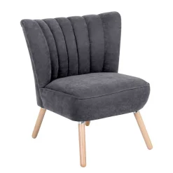 Wohnen Retro Style Sessel in Anthrazit Velours - Valentino