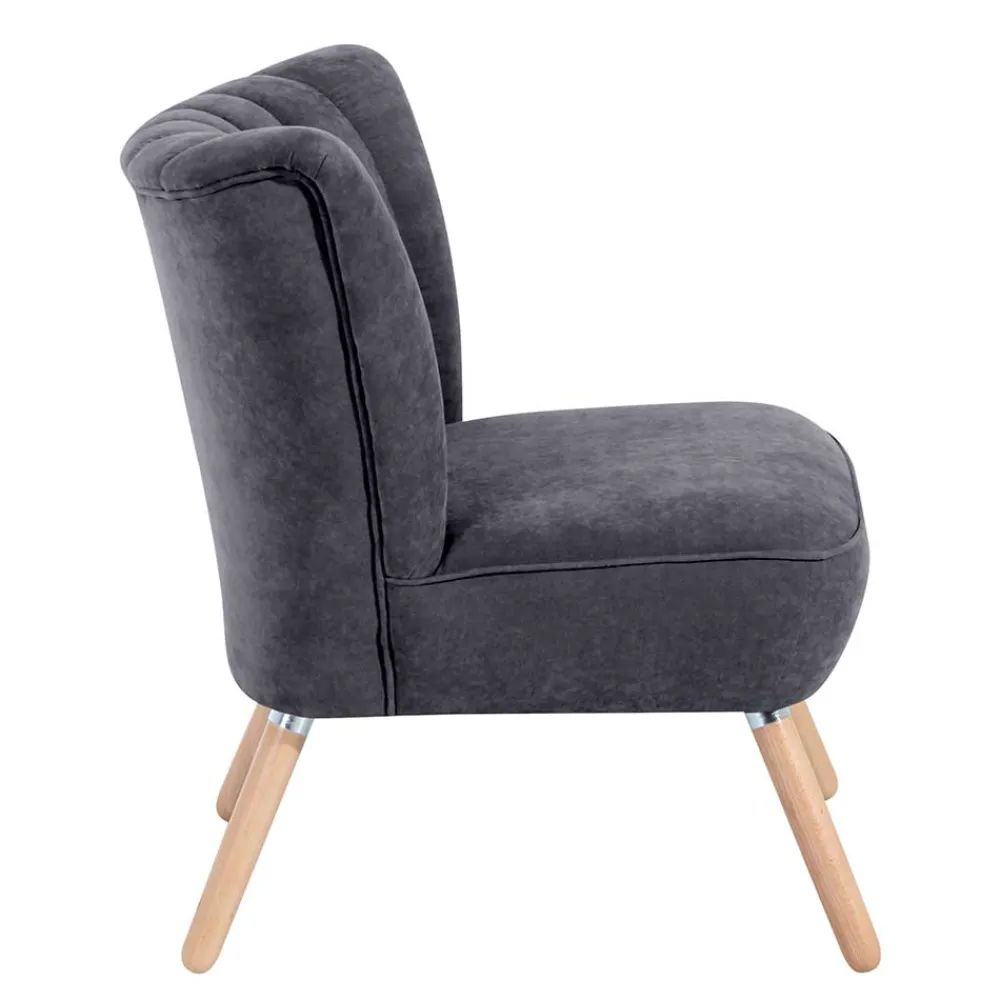 Wohnen Retro Style Sessel in Anthrazit Velours - Valentino
