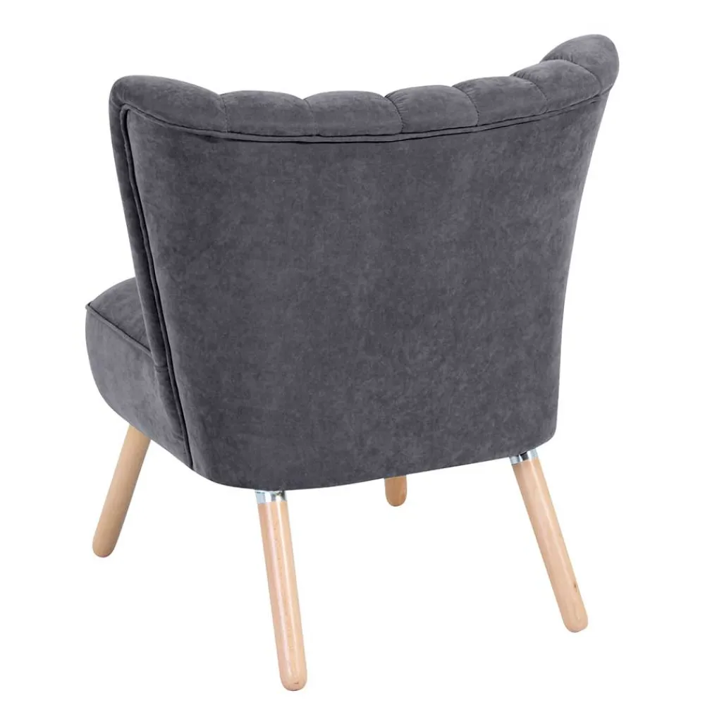 Wohnen Retro Style Sessel in Anthrazit Velours - Valentino