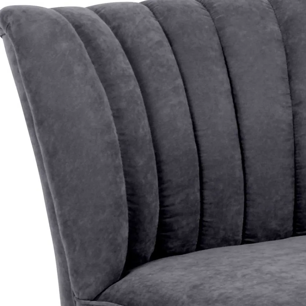 Wohnen Retro Style Sessel in Anthrazit Velours - Valentino