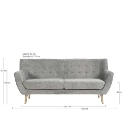 Wohnen Retro Möbel|Sofas*Retro Style Sofa in Beige mit Natur - Paulo