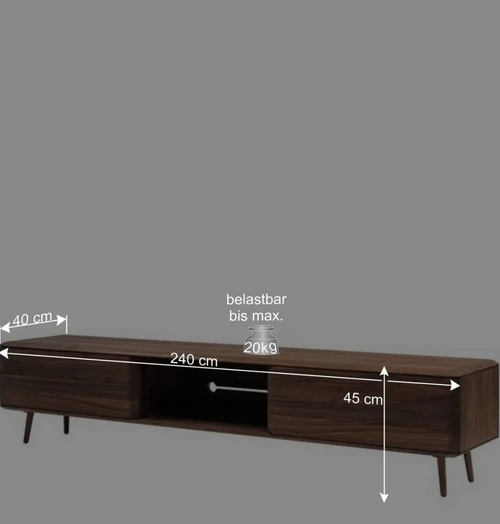 Wohnen Retro Möbel|Sideboards & Kommoden*Retro TV Element aus Nussbaum Massivholz - Rivossa