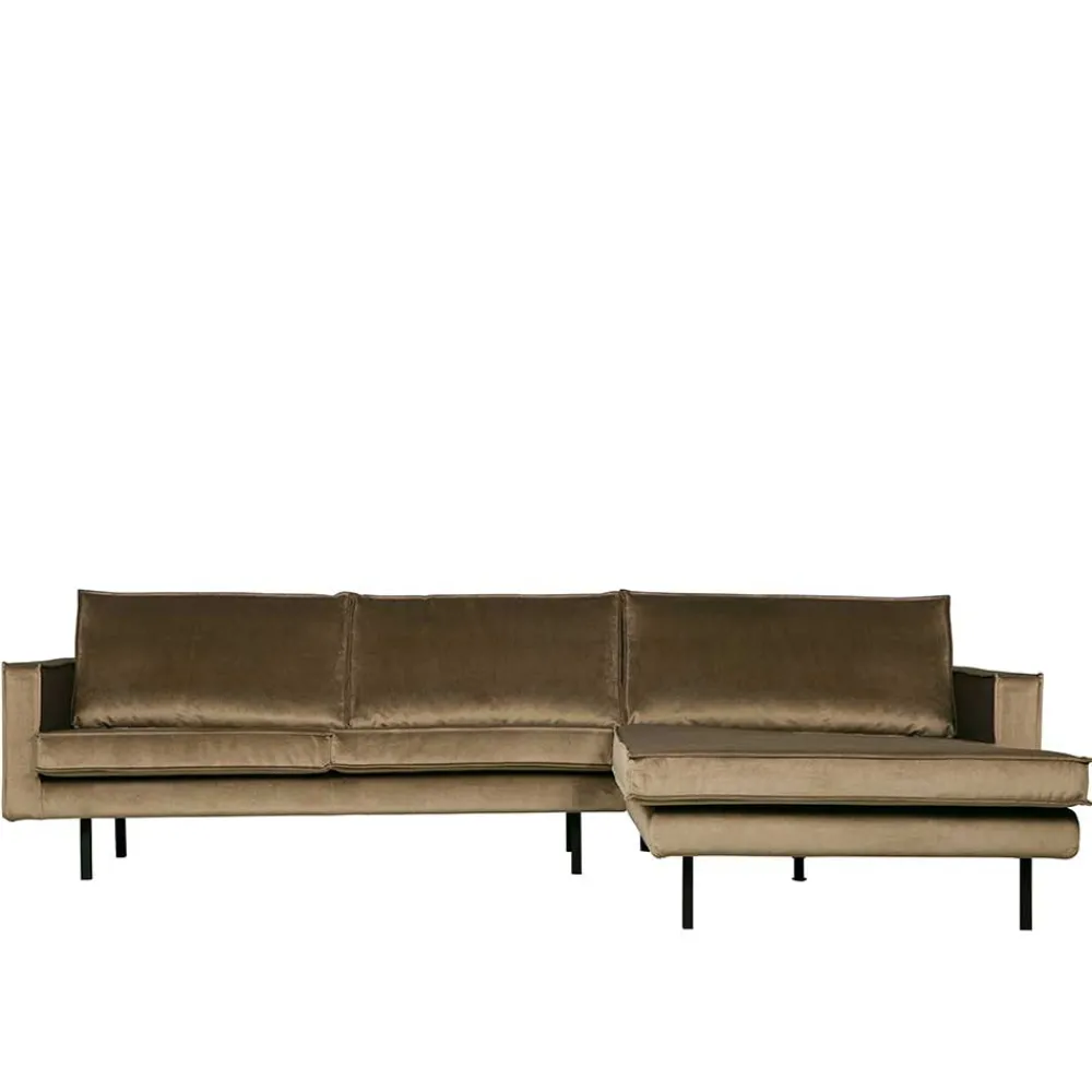 Wohnen Retro Möbel|Sofas*Retro Velvet Ecksofa in Taupe - Museo