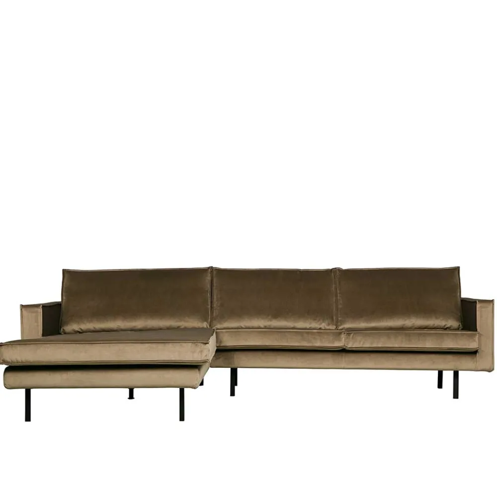 Wohnen Retro Möbel|Sofas*Retro Velvet Ecksofa in Taupe - Museo
