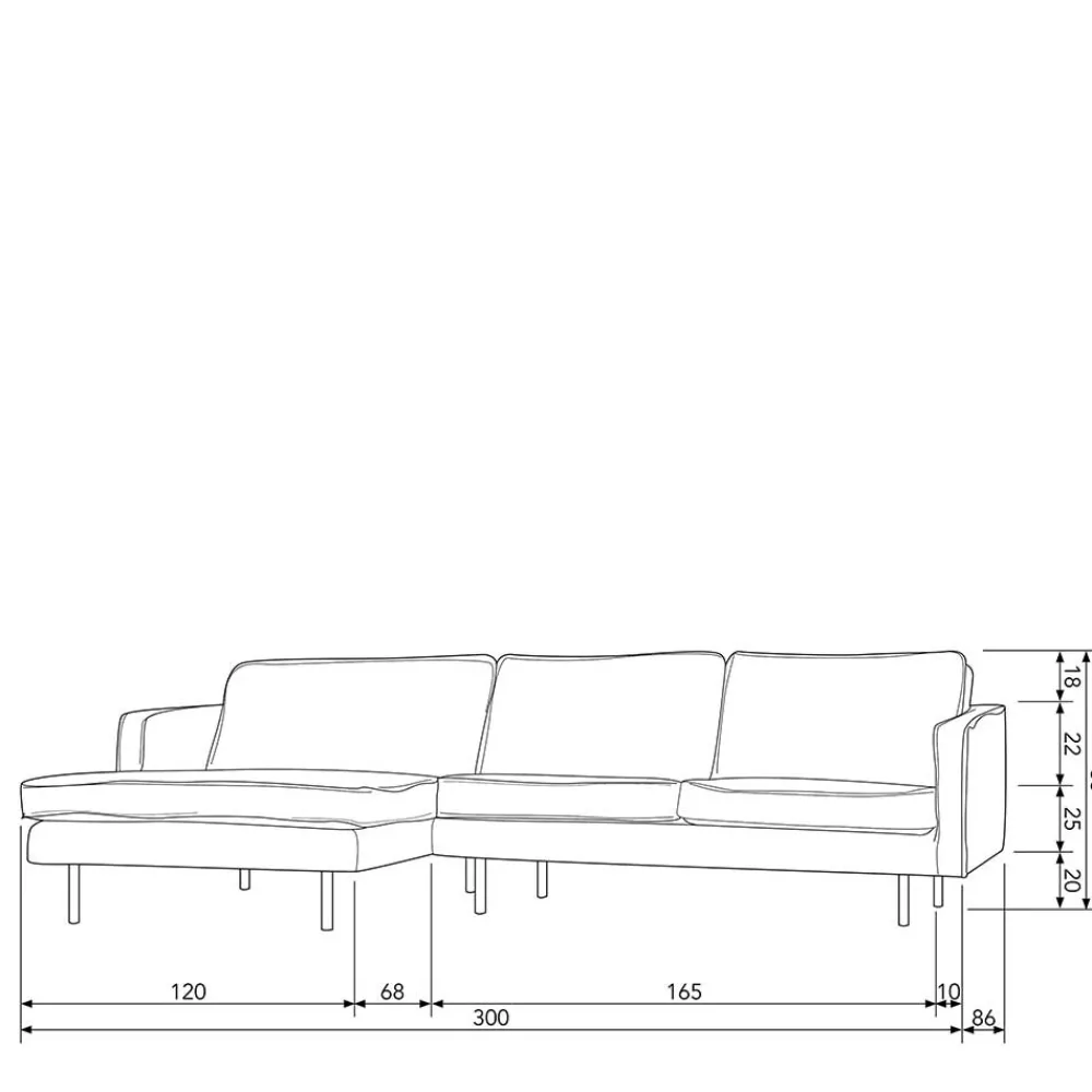 Wohnen Retro Möbel|Sofas*Retro Velvet Ecksofa in Taupe - Museo