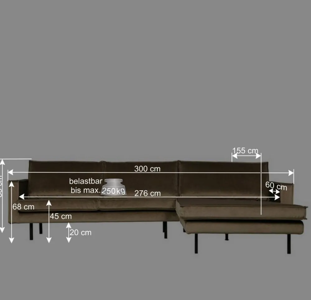 Wohnen Retro Möbel|Sofas*Retro Velvet Ecksofa in Taupe - Museo