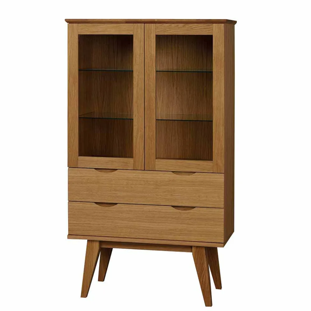 Wohnen Sideboards & Kommoden|Esszimmer-Vitrinen*Retro Vitrine in Eichefarben - Number