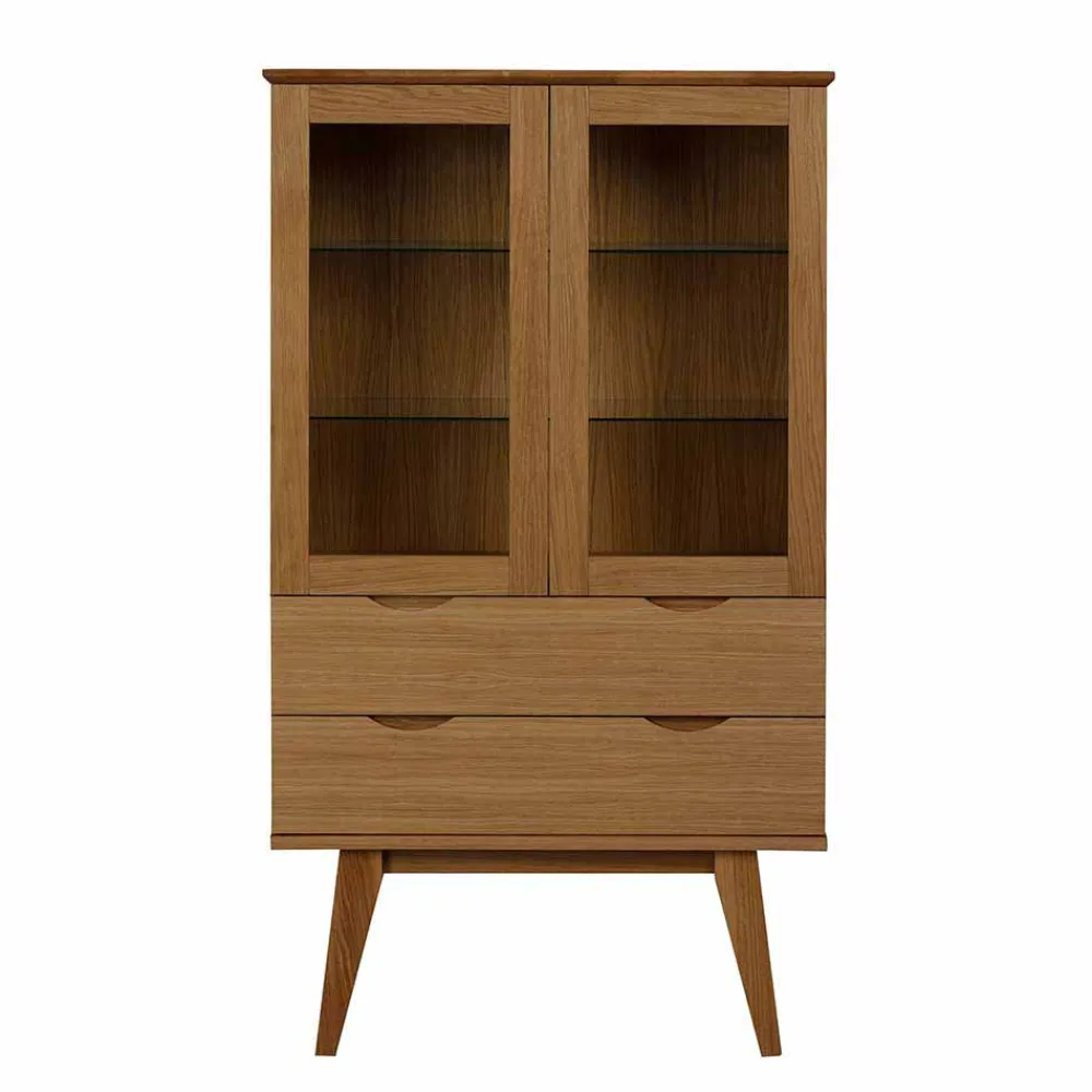 Wohnen Sideboards & Kommoden|Esszimmer-Vitrinen*Retro Vitrine in Eichefarben - Number