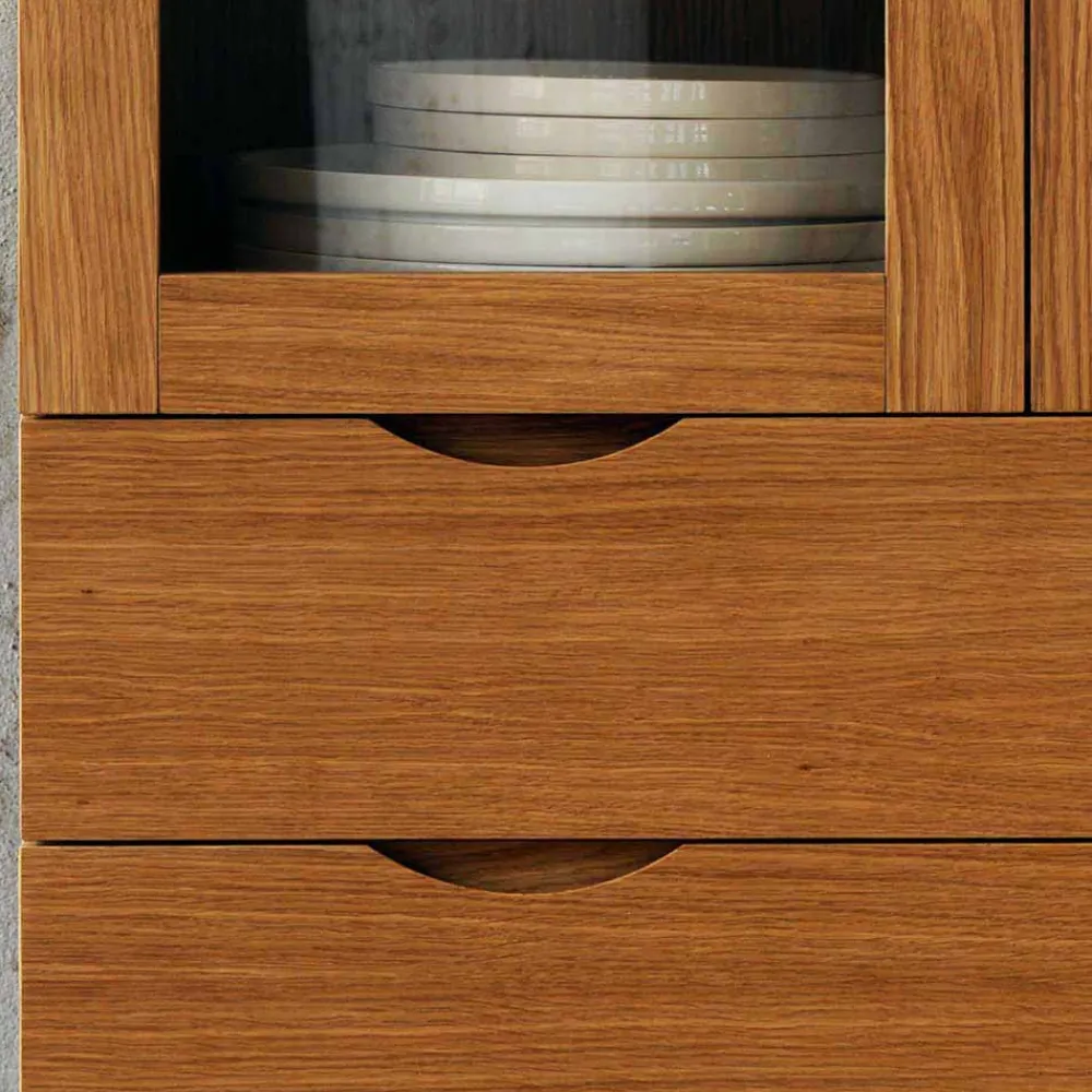 Wohnen Sideboards & Kommoden|Esszimmer-Vitrinen*Retro Vitrine in Eichefarben - Number