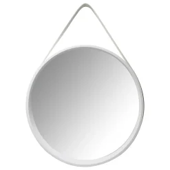 Wohnen Spiegel|Flurspiegel*Retro Wandspiegel mit Kunstleder in Weiß - Composia