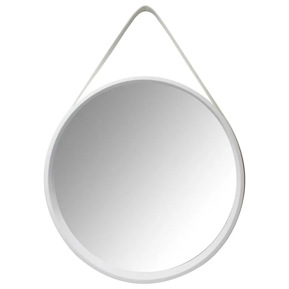 Wohnen Spiegel|Flurspiegel*Retro Wandspiegel mit Kunstleder in Weiß - Composia