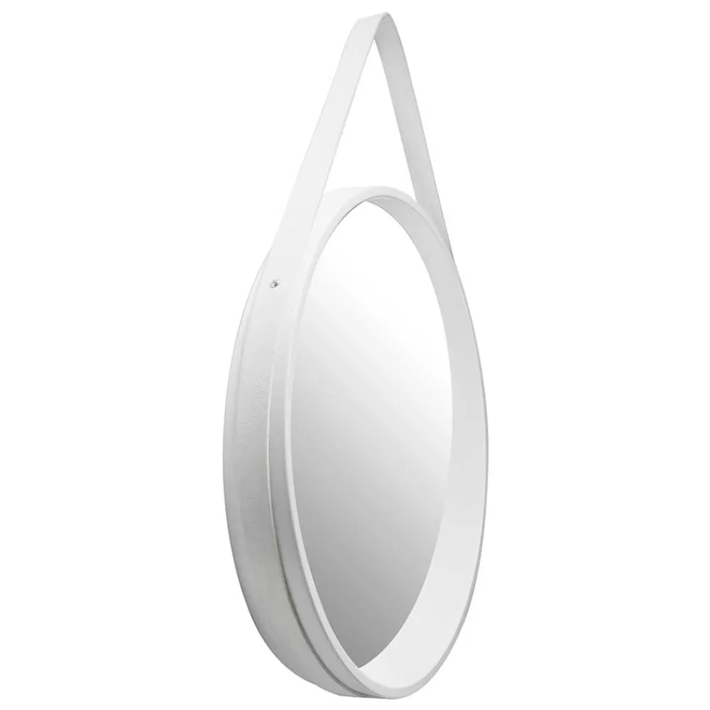 Wohnen Spiegel|Flurspiegel*Retro Wandspiegel mit Kunstleder in Weiß - Composia